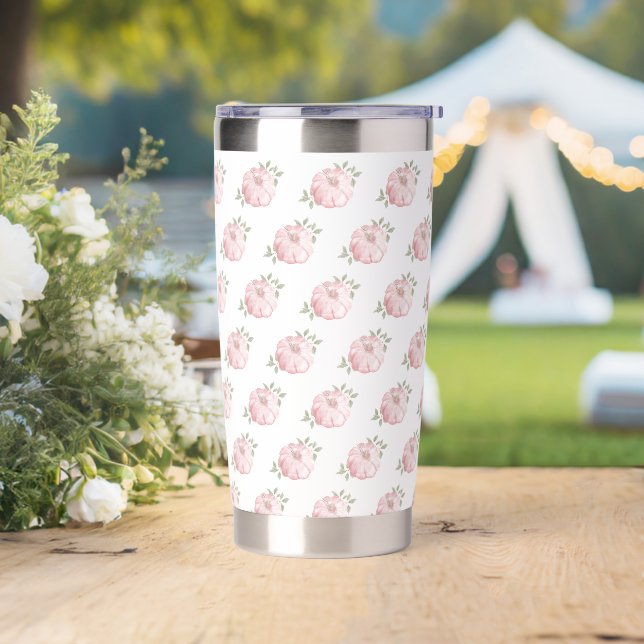 Pink Pumpkin Pattern Autumn Fall  Insulated Tumbler (Wedding)