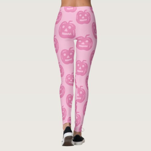 Pink Pumpkin Pattern Halloween Costume Womens Leggings