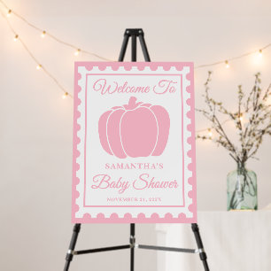 Pink Pumpkin Postage Stamp Baby Shower Welcome Foam Board