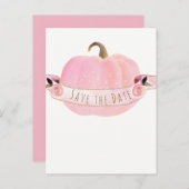 Pink Pumpkin Sparkle Autumn Rustic Save the Date Announcement Postcard (Front/Back)