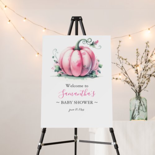 Pink Pumpkin Themed Baby Shower Sign