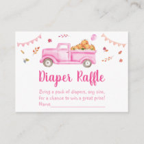 Pink Pumpkin Truck Baby Shower Diaper Raffle Enclosure Card