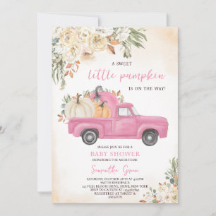 Pink Pumpkin Truck Baby Shower Invitation