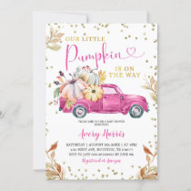 Pink Pumpkin Truck Baby Shower Invitation
