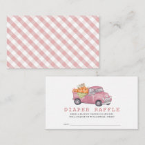 Pink Pumpkin Truck Gingham Diaper Raffle Ticket Enclosure Card