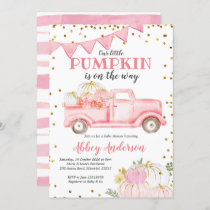 Pink Pumpkin Truck Girl Baby Shower Invitation
