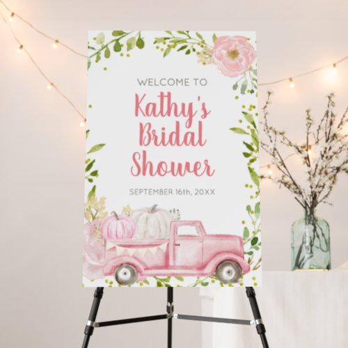 Pink Pumpkin Truck Greenery Welcome Foam Board