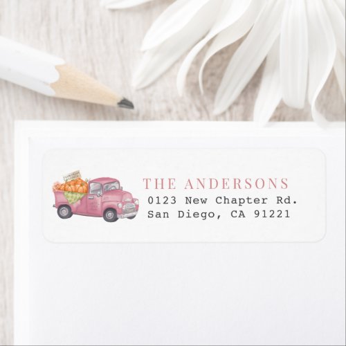 Pink Pumpkin Truck Return Address Label