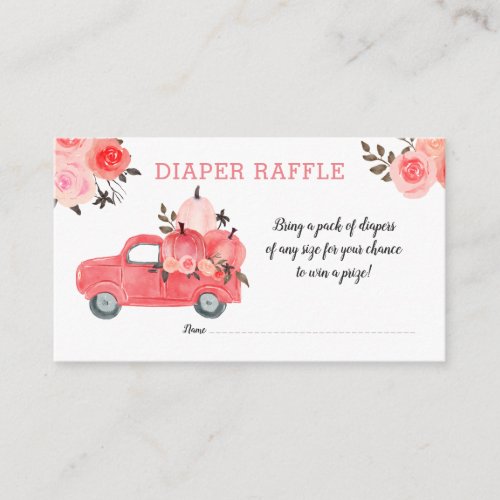 Pink Pumpkin Truck Roses  Baby Shower Enclosure Card