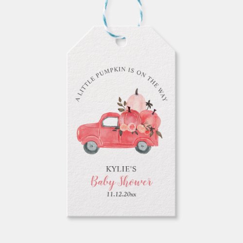 Pink Pumpkin Truck Roses  Baby Shower Gift Tags