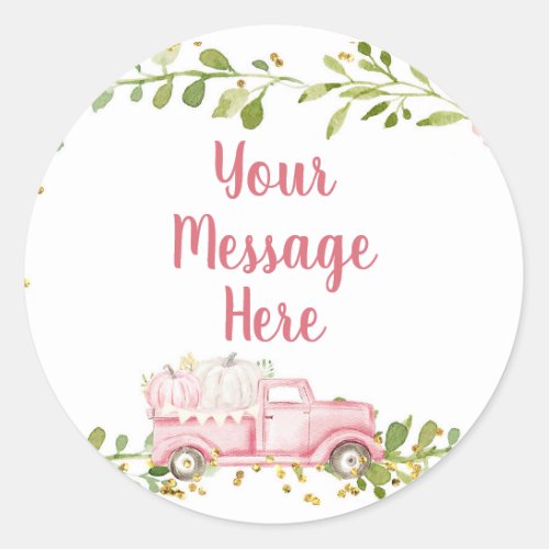 Pink Pumpkin Truck Your Message Here Sticker