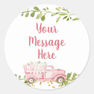 Pink Pumpkin Truck Your Message Here Sticker
