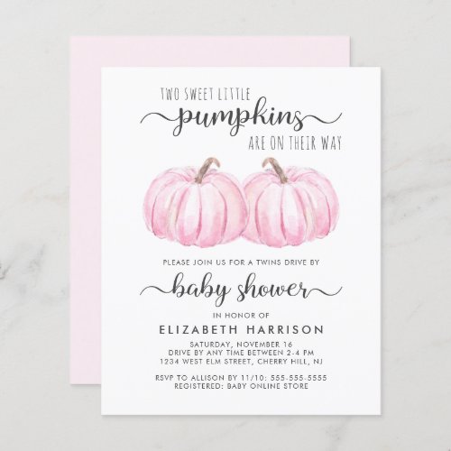 Pink Pumpkin Twin Girls Drive By Baby Shower
