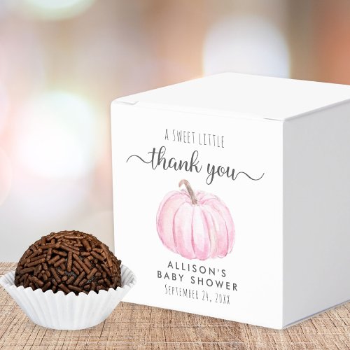 Pink Pumpkin Watercolor Baby Girl Shower Thank You Favor Boxes