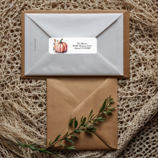 Pink Pumpkin Watercolor Boho Baby Boy Shower Label