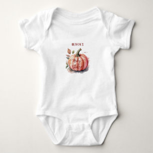 Pink Pumpkin Watercolor Boho Baby Girl Shower Baby Bodysuit