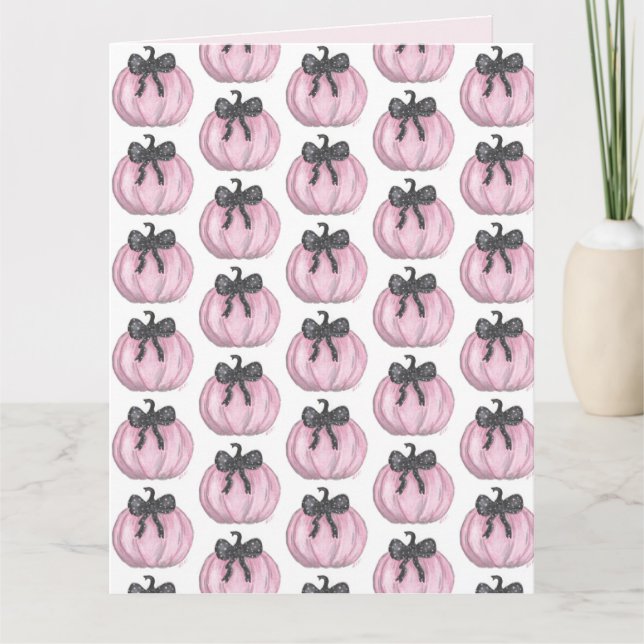 Pink Pumpkin with black bow Card (Front)