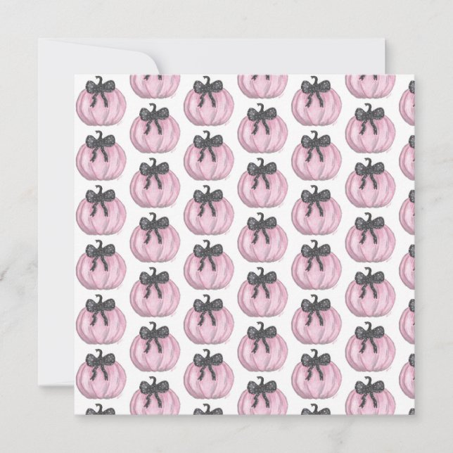 Pink Pumpkin with black bow Invitation (Front)