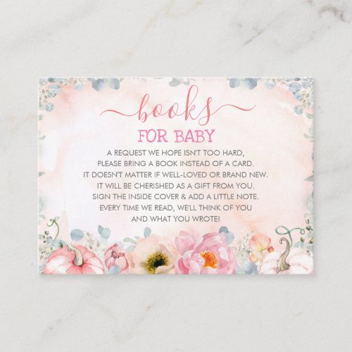 Pink Pumpkins Baby Shower Book Request Business Card