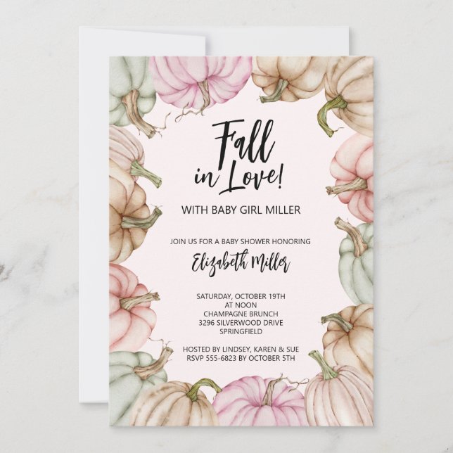 Pink Pumpkins Baby Shower Invitation (Front)