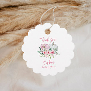 Pink Pumpkins Baby Shower Thank You Favor Tags