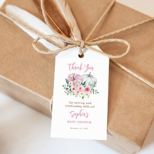 Pink Pumpkins Baby Shower Thank You Gift Tags
