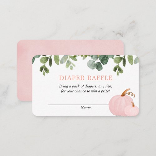 Pink Pumpkins fall baby shower diaper raffle cards