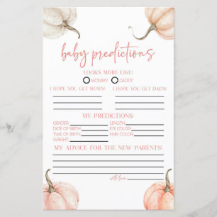 Pink Pumpkins Fall Baby Shower Predictions Game