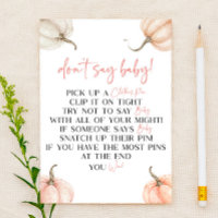 Pink Pumpkins Fall Don't Say Baby Shower Game