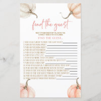 Pink Pumpkins Fall Find The Guest Baby Shower Game