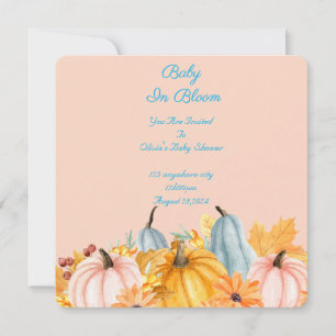 Pink Pumpkins floral baby shower invitation 
