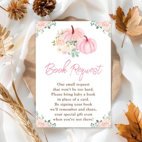 Pink Pumpkins Floral Book Request Enclosure Card