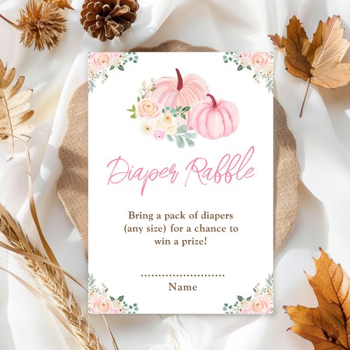 Pink Pumpkins Floral Diaper Raffle Enclosure Card