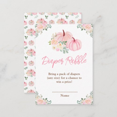 Pink Pumpkins Floral Diaper Raffle Enclosure Card