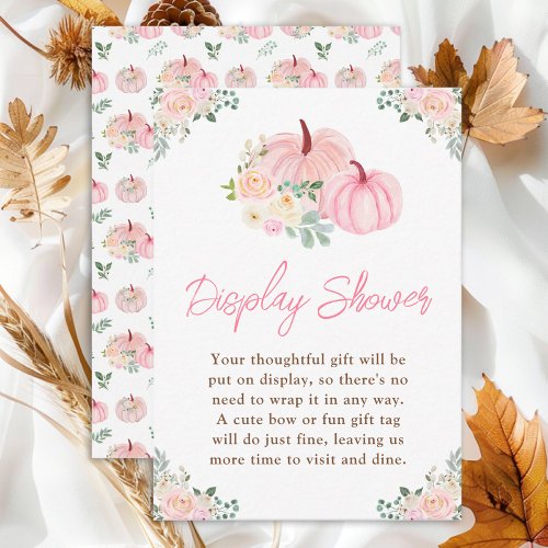 Pink Pumpkins Floral Display Baby Shower Enclosure Card