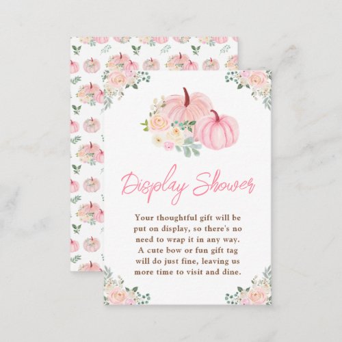 Pink Pumpkins Floral Display Baby Shower Enclosure Card