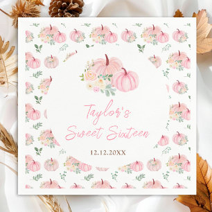 Pink Pumpkins Floral Sweet Sixteen Napkins
