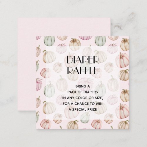 Pink Pumpkins Girl Baby Diaper Raffle Enclosure Card