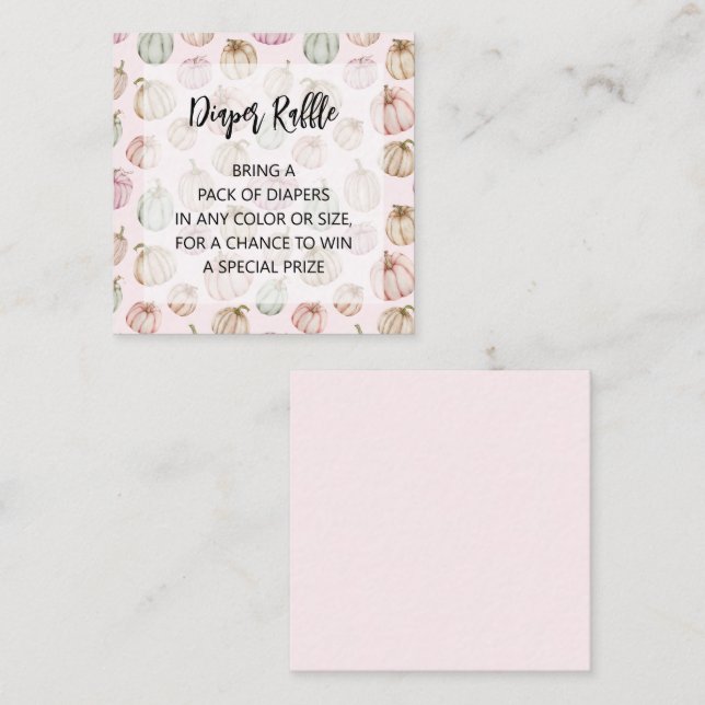 Pink Pumpkins Girl Baby Diaper Raffle Enclosure Card (Front/Back)