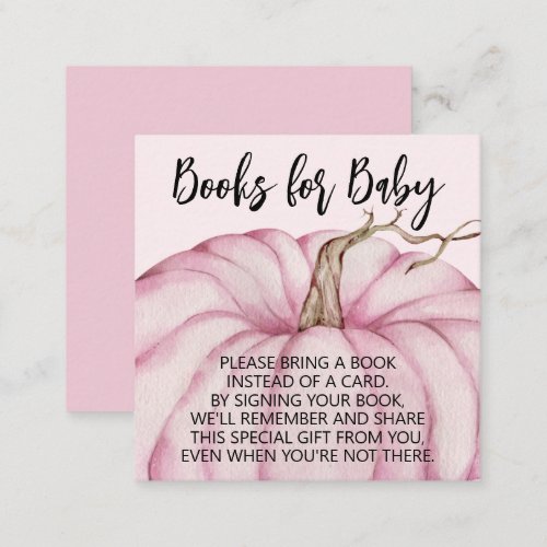 Pink Pumpkins Girl Baby Shower Books for Baby Enclosure Card