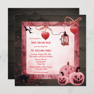 Pink Pumpkins Halloween Party Invitation