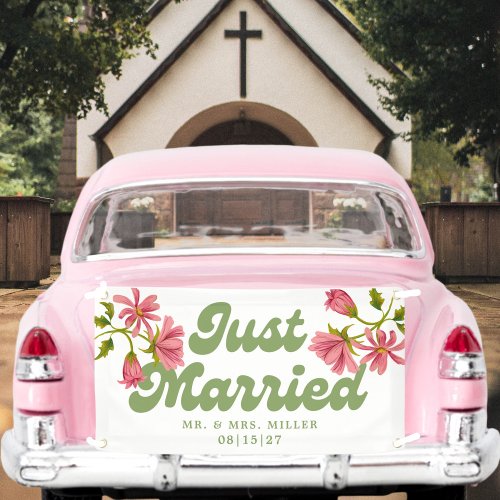 Pink Punch Just Married Car Banner
