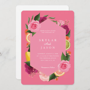 Pink Punch Watercolour Fruity Citrus Floral Pink Invitation