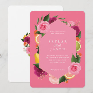 Pink Punch Watercolour Fruity Citrus Floral Pink Invitation