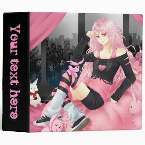 Pink punk anime girl 2 binder