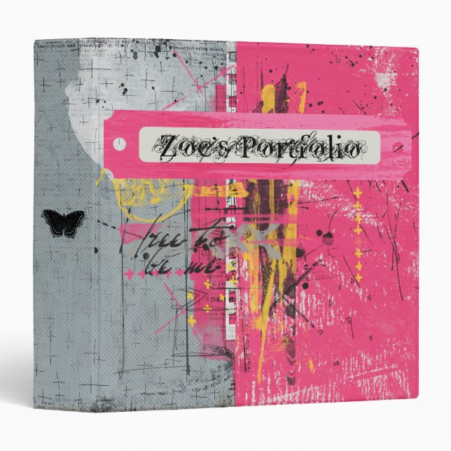 Pink Punk Portfolio 3 Ring Binder (Front/Spine)