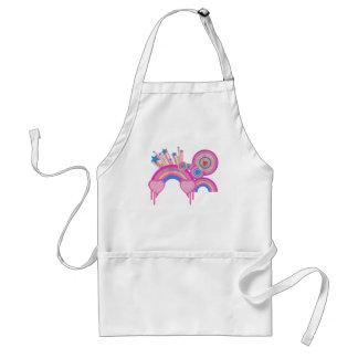Pink Punk Rainbow Stars and Spirals Adult Apron