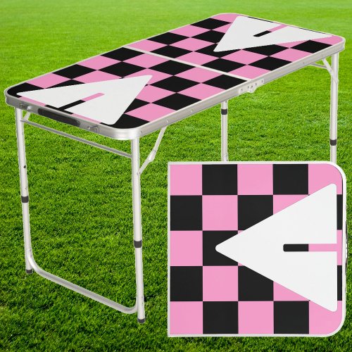 Pink Punk Rocker with Cup Triangles Tailgate Beer Pong Table