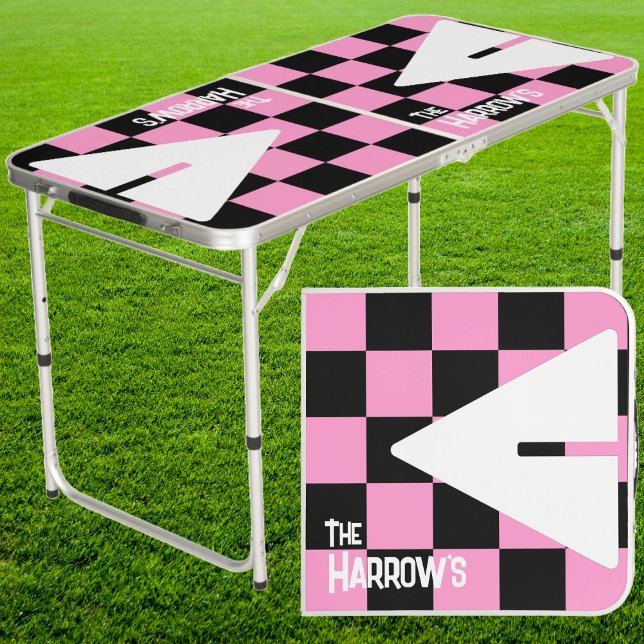 Pink Punk Rocker with Name Tailgate Beer Pong Table (Creator Uploaded)