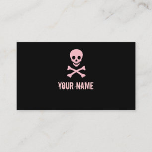 Pink punk skull crossbones customizable cards
